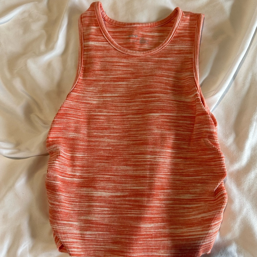 NWT: Aerie Orange and White Tank Top with Ruched sides